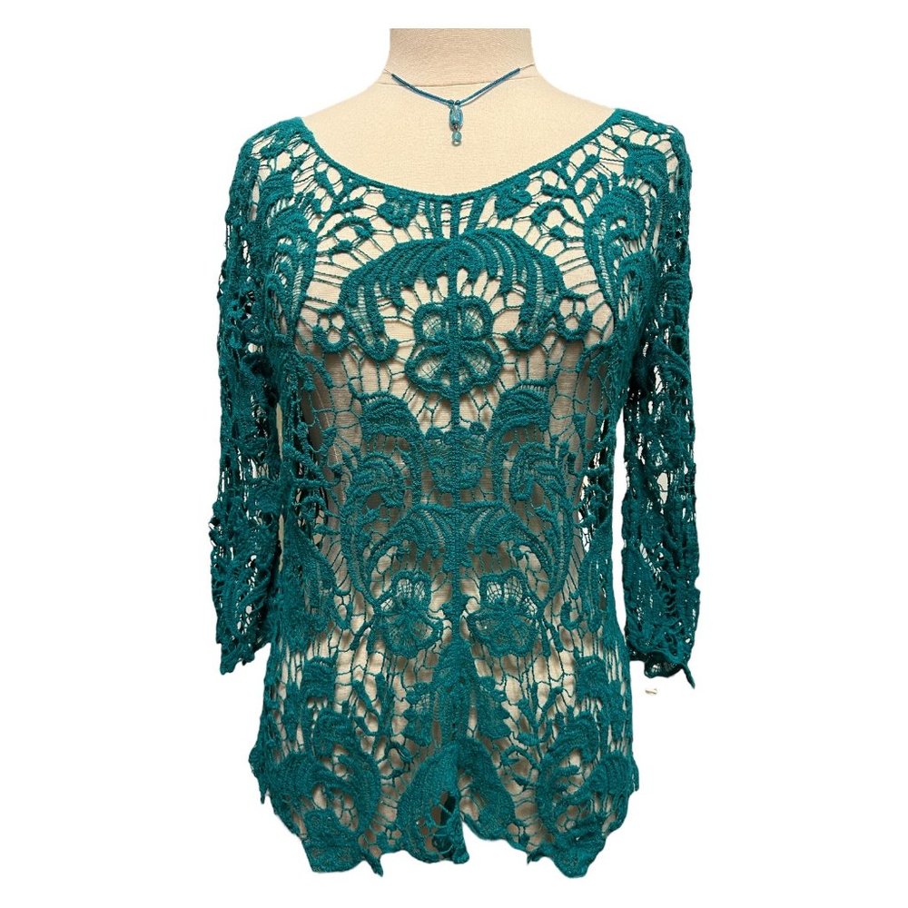 Teal green sheer sweater